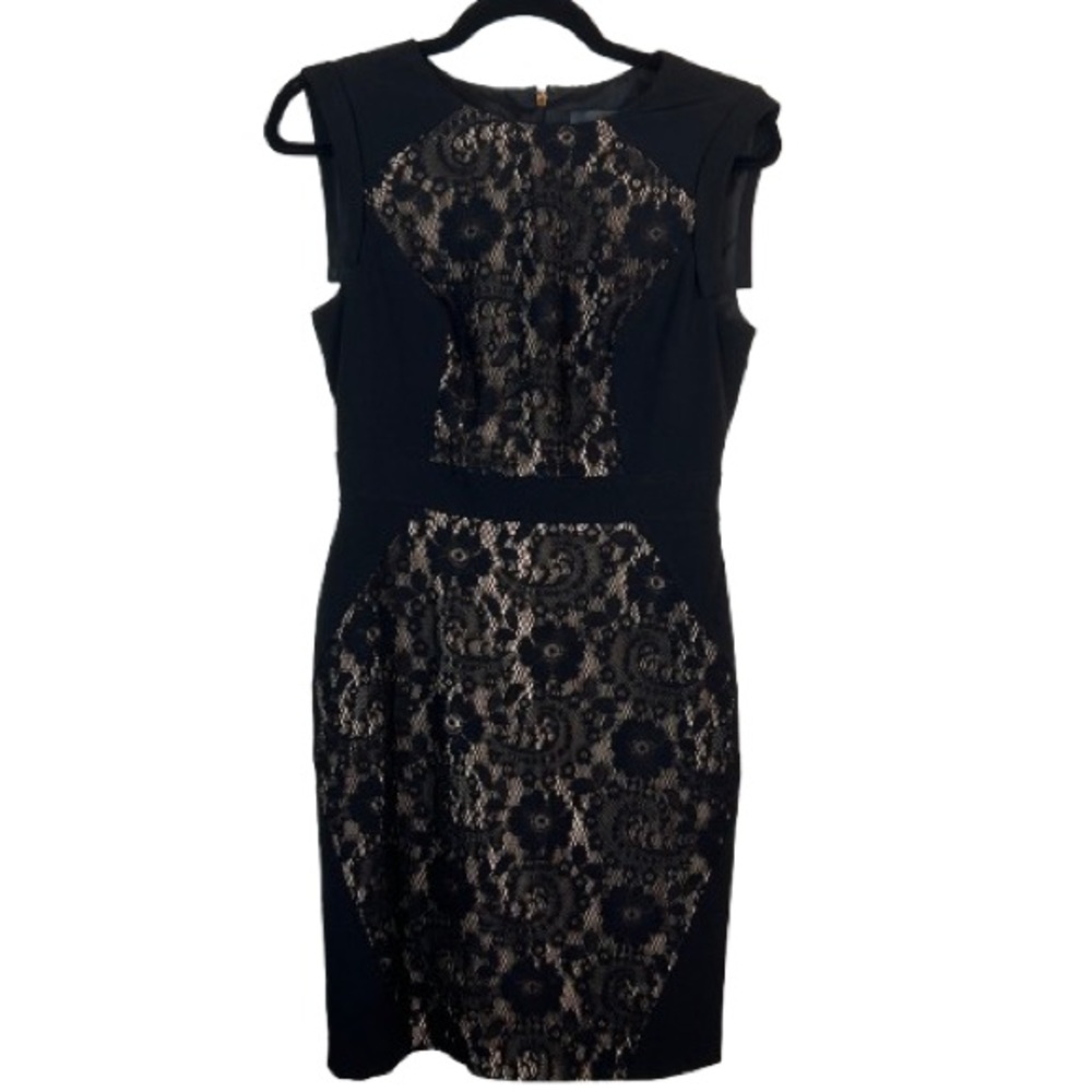 Adrianna Papell Black Lace Midi Dress